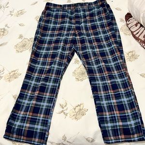 Blue plaid trousers
